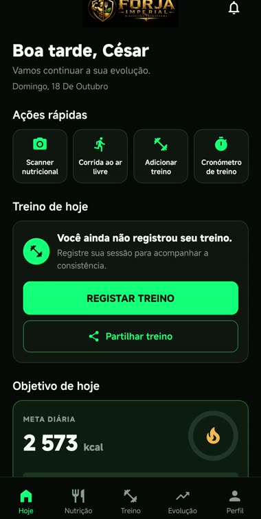 Ecrã Hoje da APP